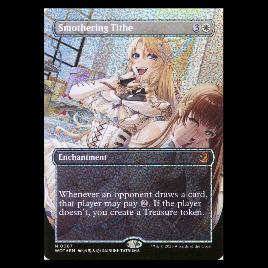 NEAR MINT FOIL Smothering Tithe (Anime Borderless) (Confetti Foil) - Wilds of Eldraine: Enchanting Tales