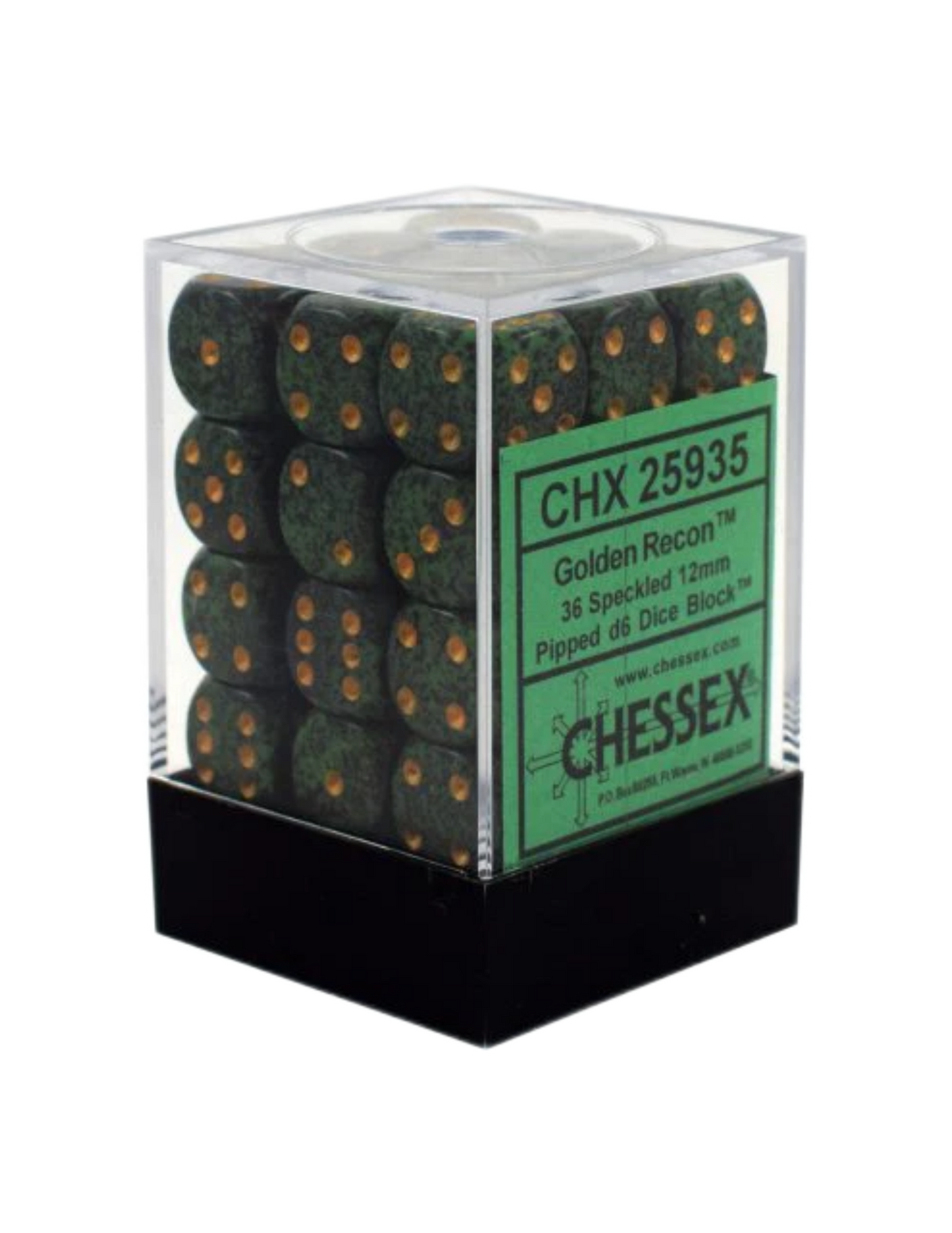 Chessex: Speckled Golden Recon 12Mm D6 Dice Block (36 Ct)