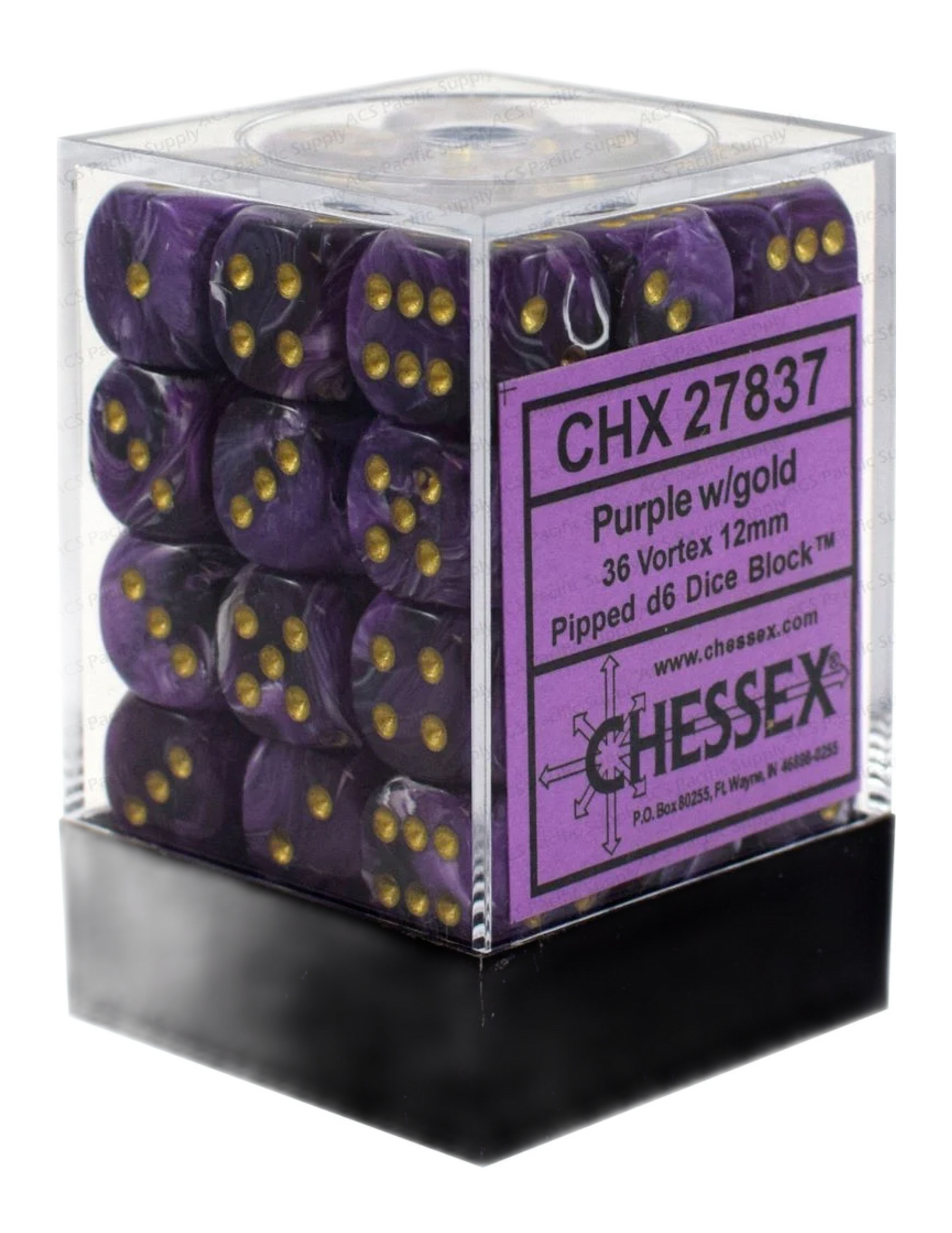 Chessex: Purple/Gold 12Mm D6 Dice (36 Dice)