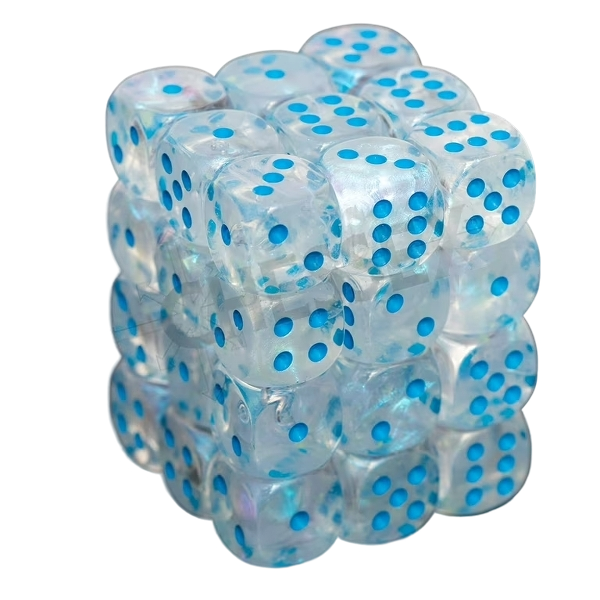 Chessex Borealis 12mm d6 Icicle/light blue Luminary Dice Block (36 dice)