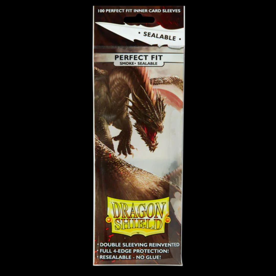 Dragon Shield Sleeves: Perfect Fit Standard Sealable - Smoke 100CT (Doesn't count towards sleeve special)