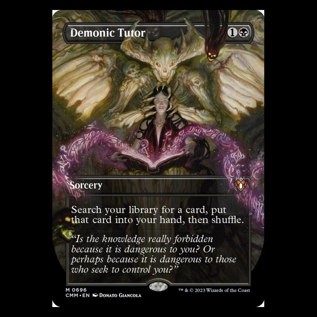 NEAR MINT FOIL Demonic Tutor (Borderless) - Commander Masters