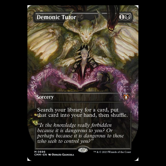 NEAR MINT FOIL Demonic Tutor (Borderless) - Commander Masters