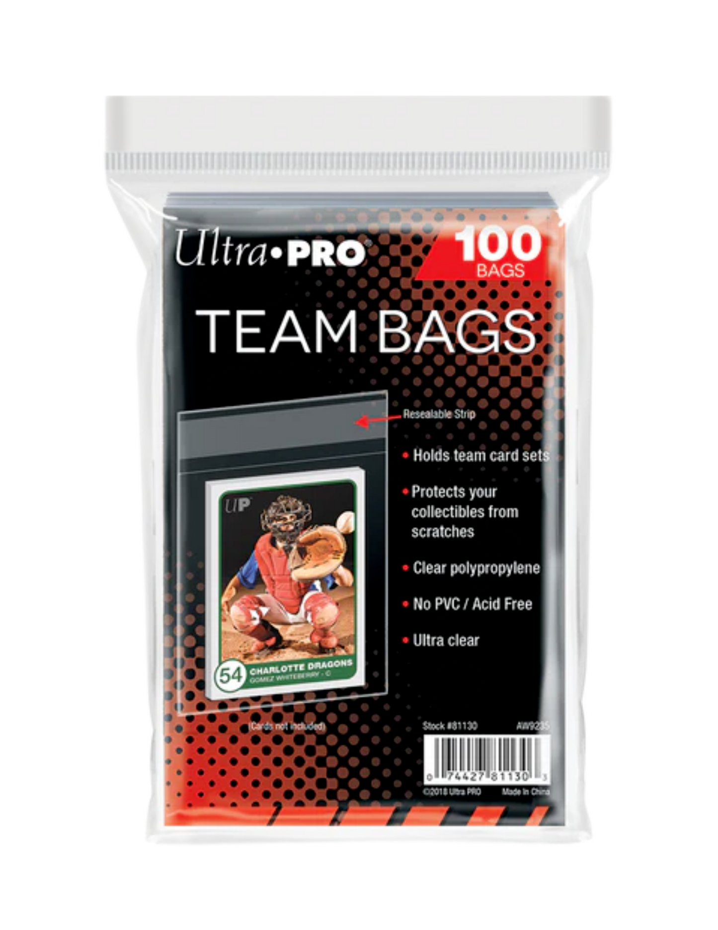Ultra Pro Resealable Team Bags (100-Pack)