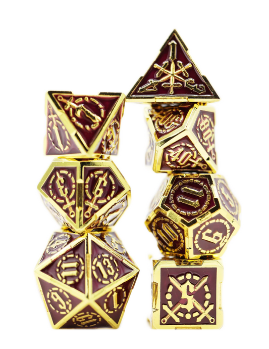 Crossed Swords: Royal Amethyst Sword - Metal RPG Dice Set