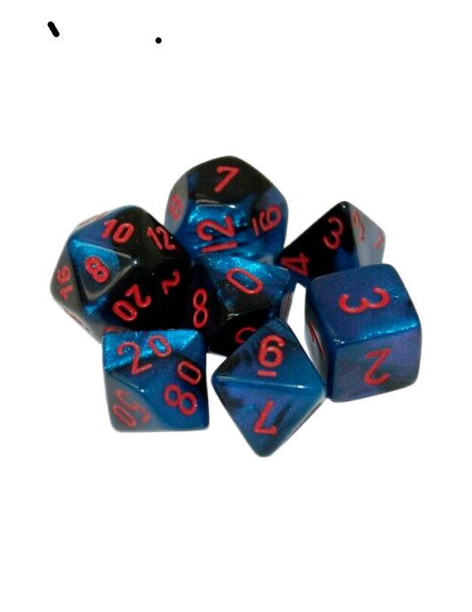 Gemini Mini 7 Dice Set Black Starlight Red
