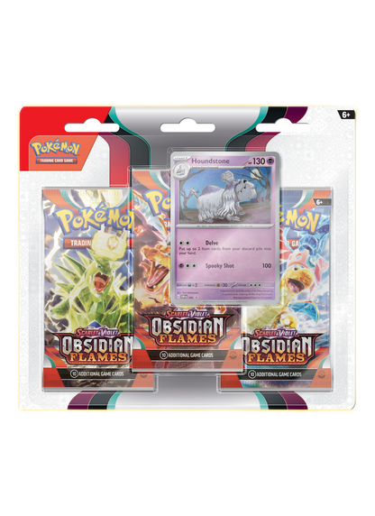 Obsidian Flames 3 Pack Blister (Eevee or Houndstone)