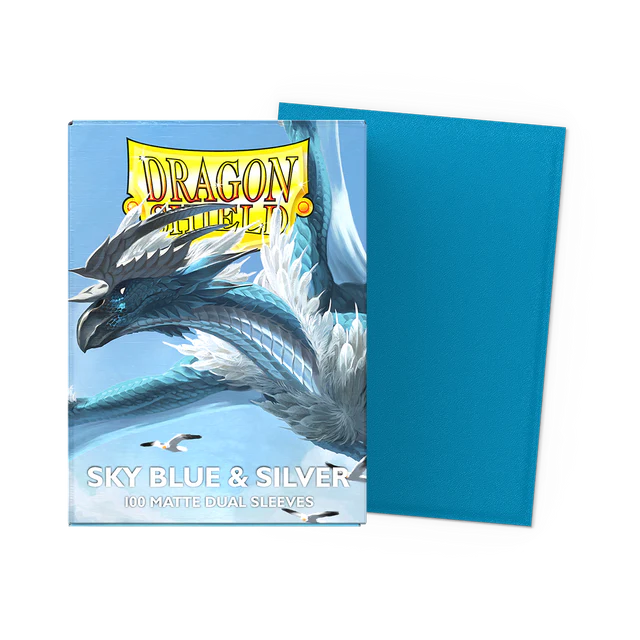 Dragon Shield Sleeves: Standard Matte Dual - Sky Blue & Silver 100CT