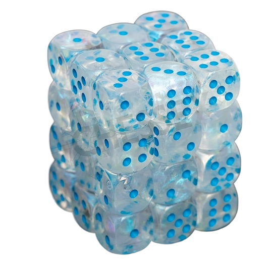 Chessex Borealis 12mm d6 Icicle/light blue Luminary Dice Block (36 dice)