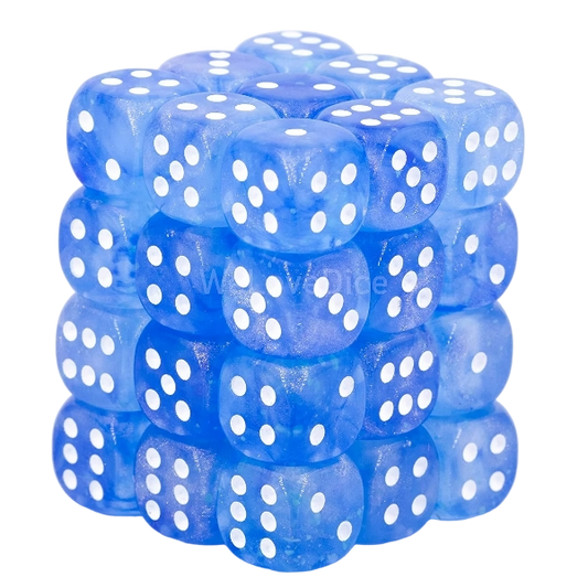 Chessex Borealis 12mm d6 Sky Blue/white Luminary Dice Block (36 dice)